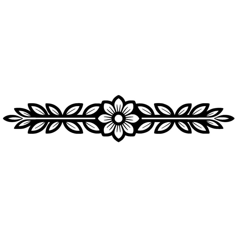 Elegant Floral Border, Vintage Element - Leaf, Lineart vector