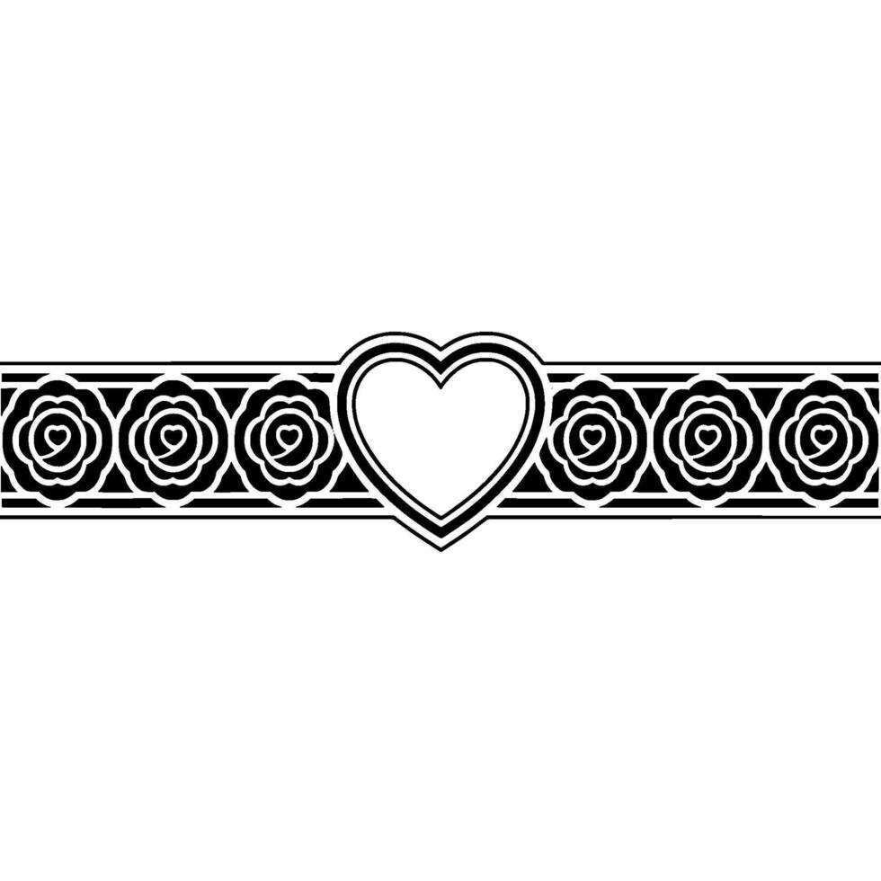 Elegant Floral Heart Border Vintage Element - Decorative vector