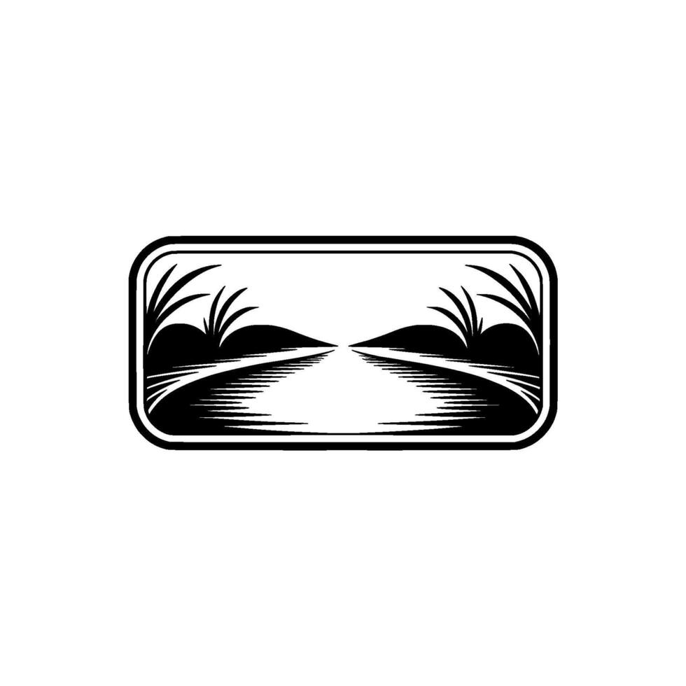 Serene Lakeside Vista - Minimalist Landscape Emblem vector