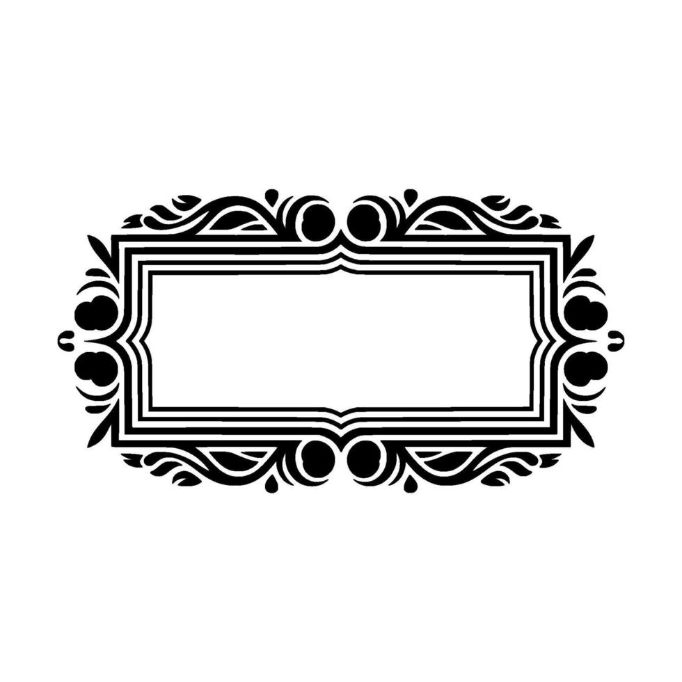 Elegant Black White Decorative Frame, Vintage Style - Floral vector