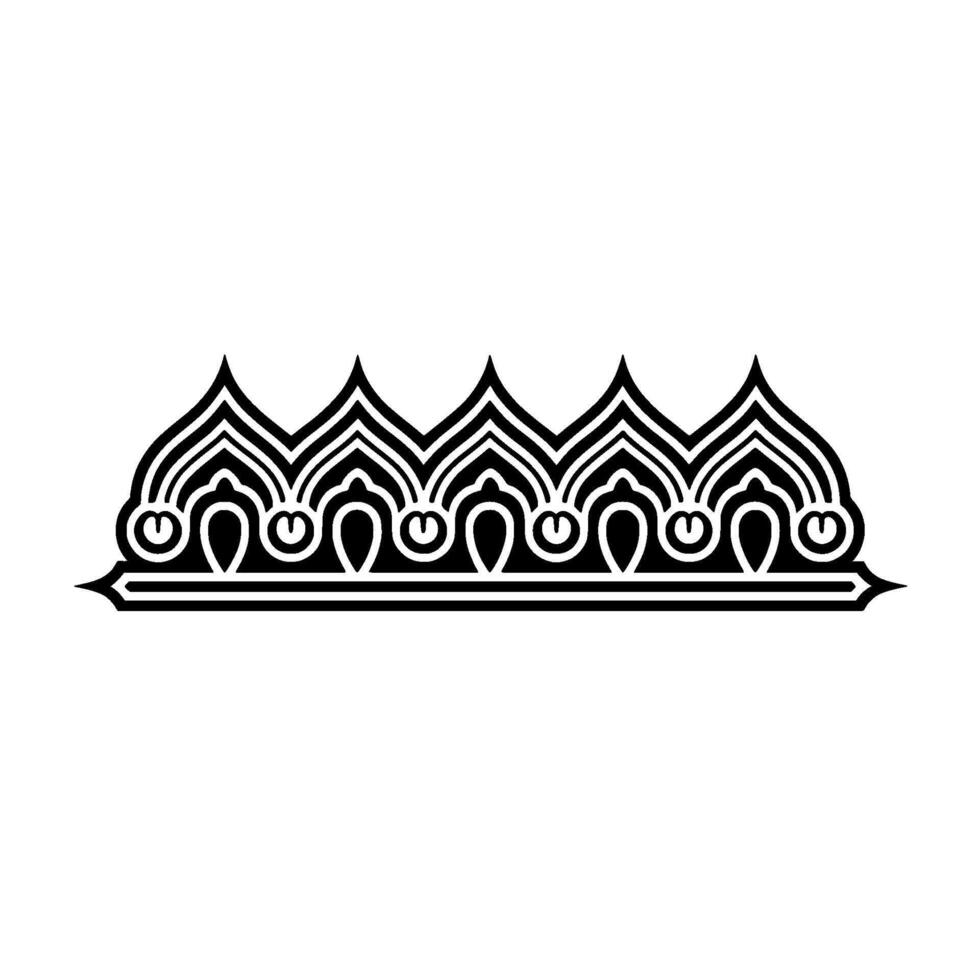 Geometric Crown Border, Stylized Black White vector