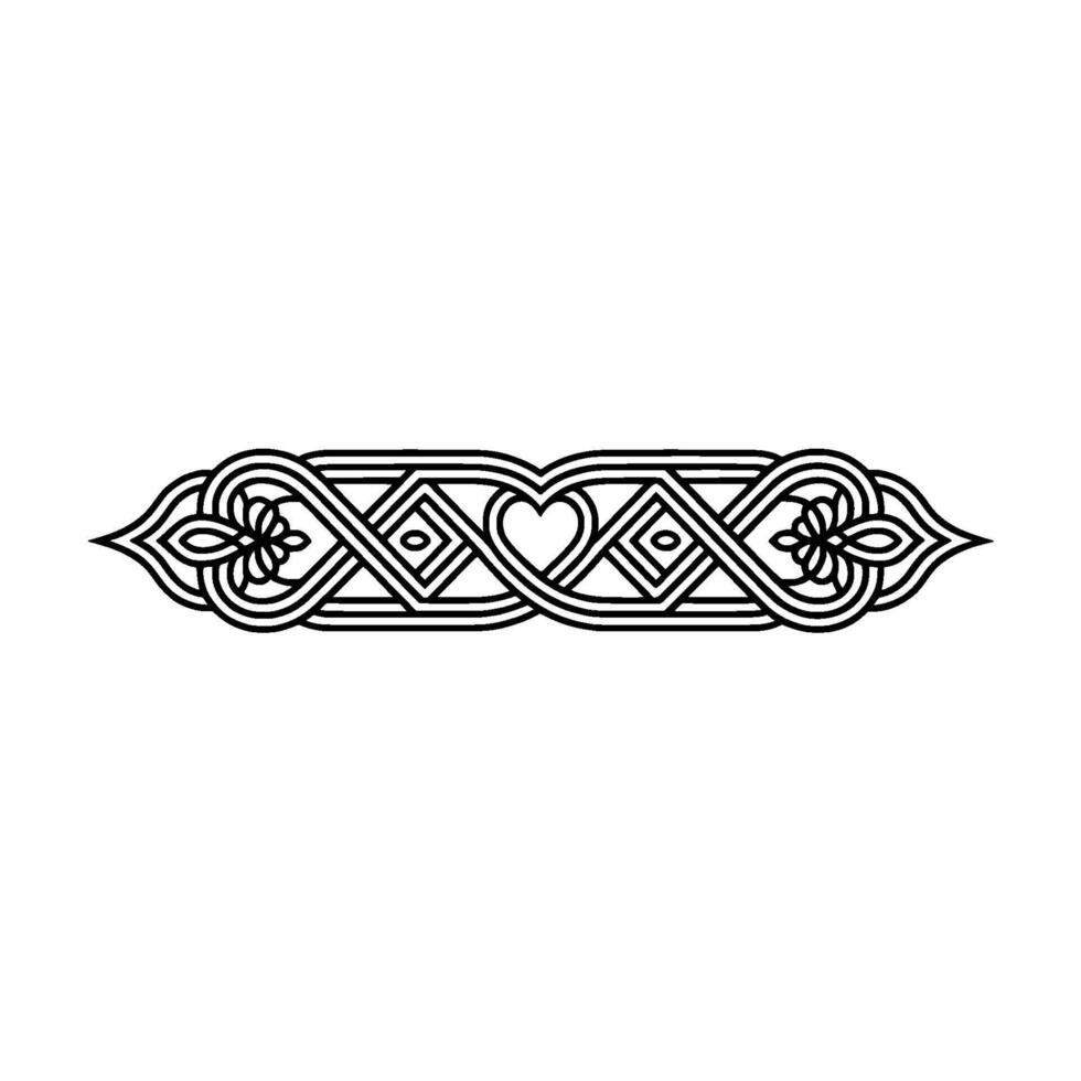 Intricate Celtic Heart Border, Elegant Element - Knotwork vector