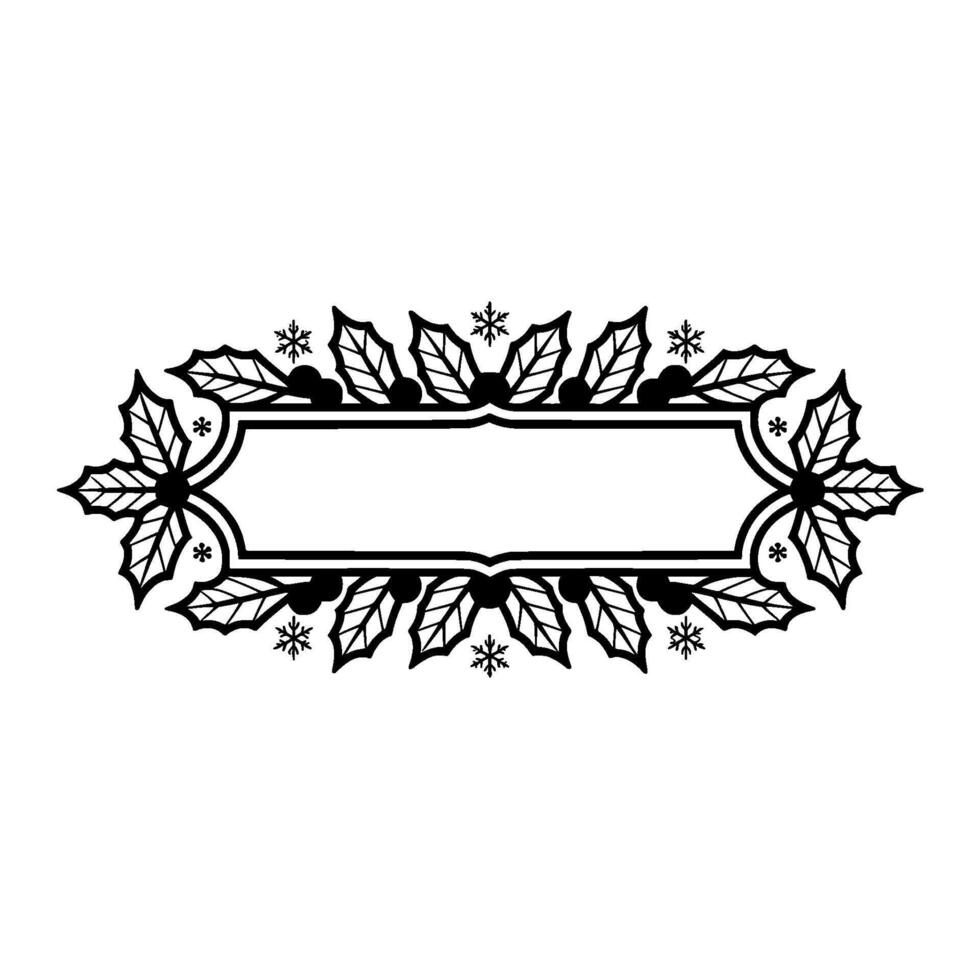 Festive Holly Frame, Minimalist Winter vector