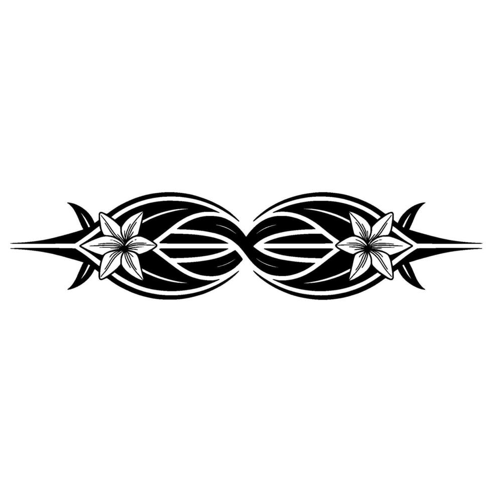 Tribal Floral Ornament, Black White vector