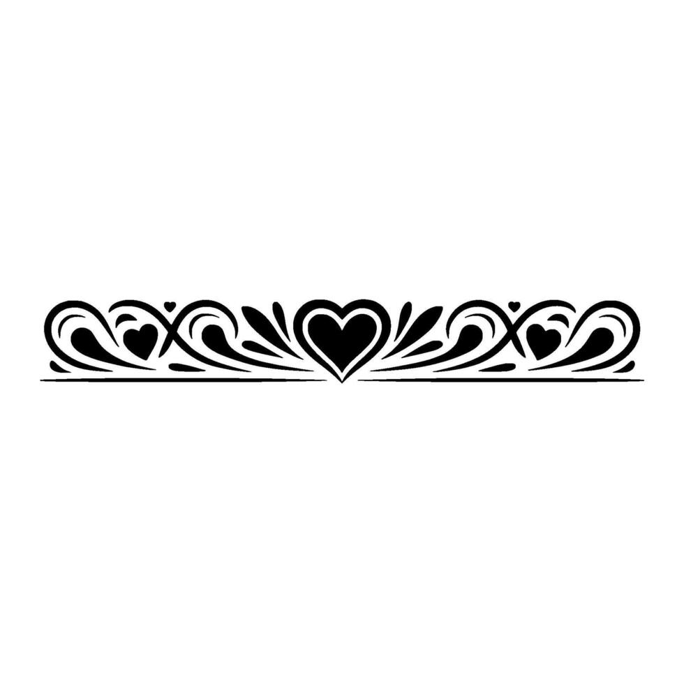 Elegant Heart Border, Vintage Decorative Element - Hearts, Love vector