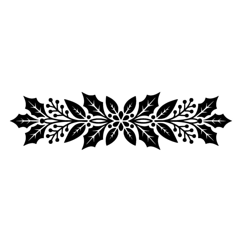 Elegant Holly Border, Vintage Botanical Illustration vector