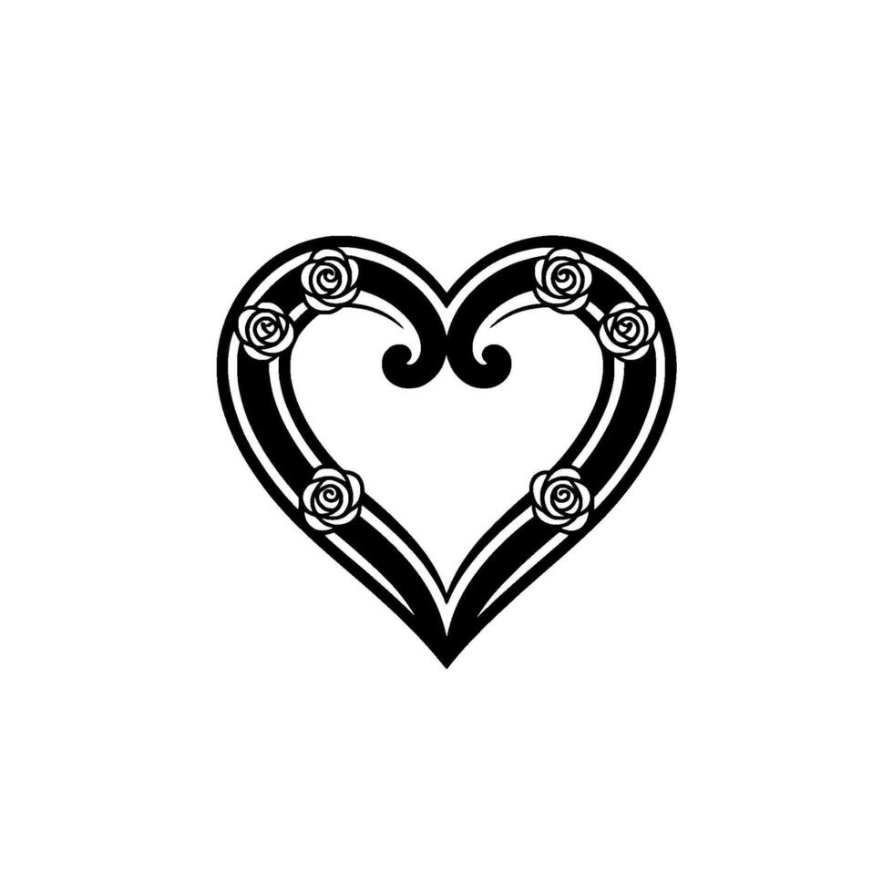 Elegant Rose Heart Emblem, Romantic vector