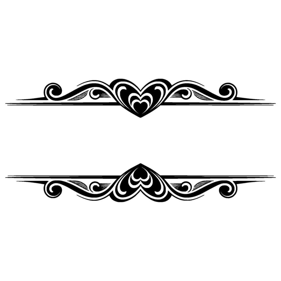 Elegant Decorative Border, Vintage Scroll - Lineart vector