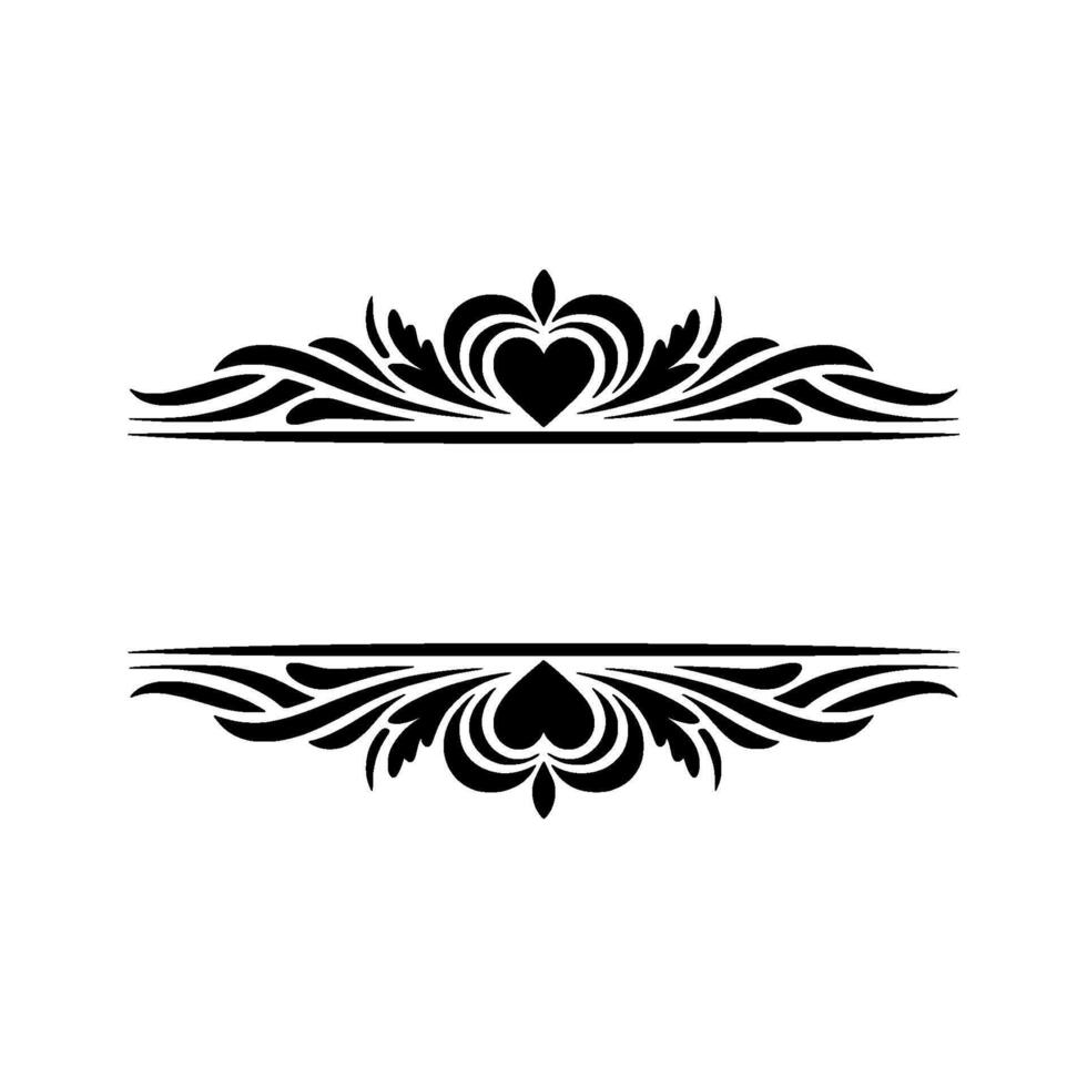 Elegant Decorative Divider, Vintage Style, Heart Motif - Floral vector