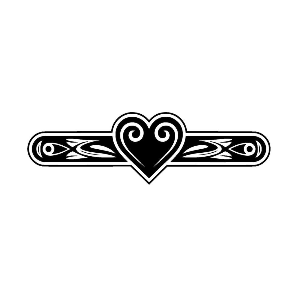 Intricate Heart Border, Vintage Ornamentation, Decorative Element - Tribal vector