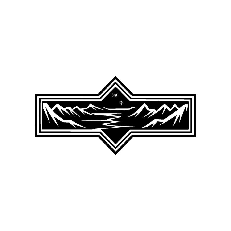 Winter Mountain Emblem - Minimalist Silhouette - Snow vector