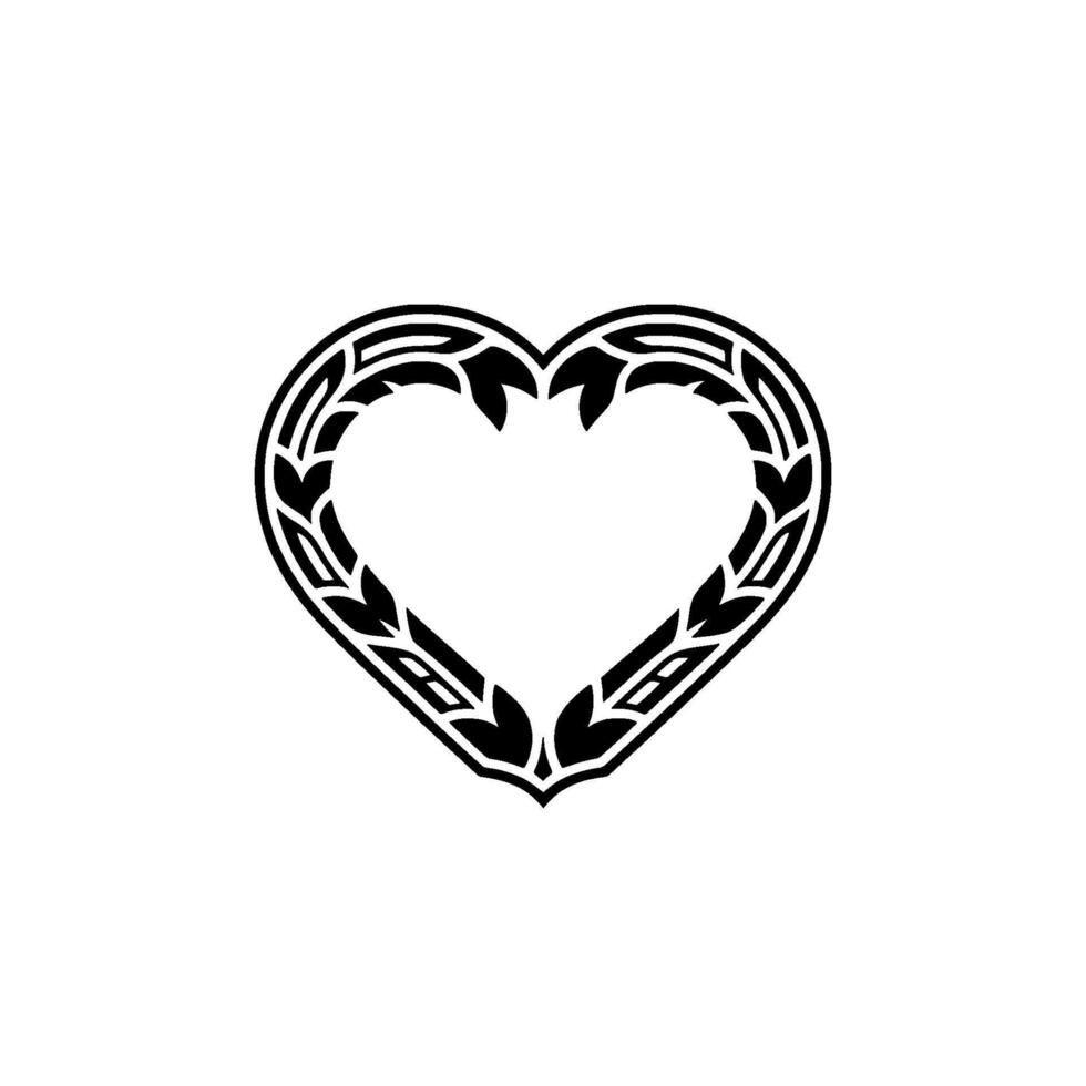 Tribal Heart Emblem, Intricate Border, Minimalist vector
