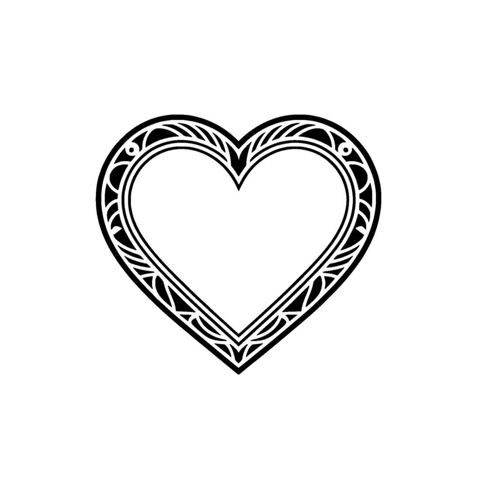 Intricate Heart Frame, Vintage Elegance, Decorative Outline vector