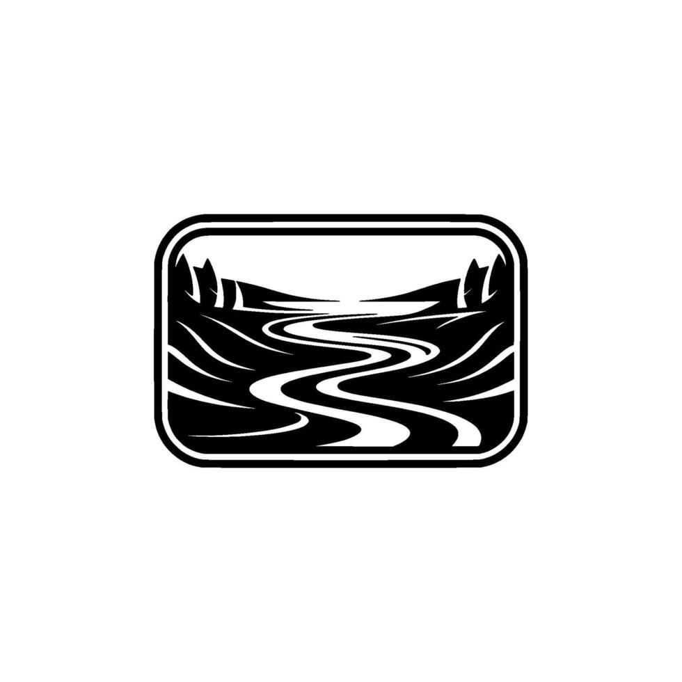 Serene Landscape Emblem, Coastal Vista, Minimalist vector