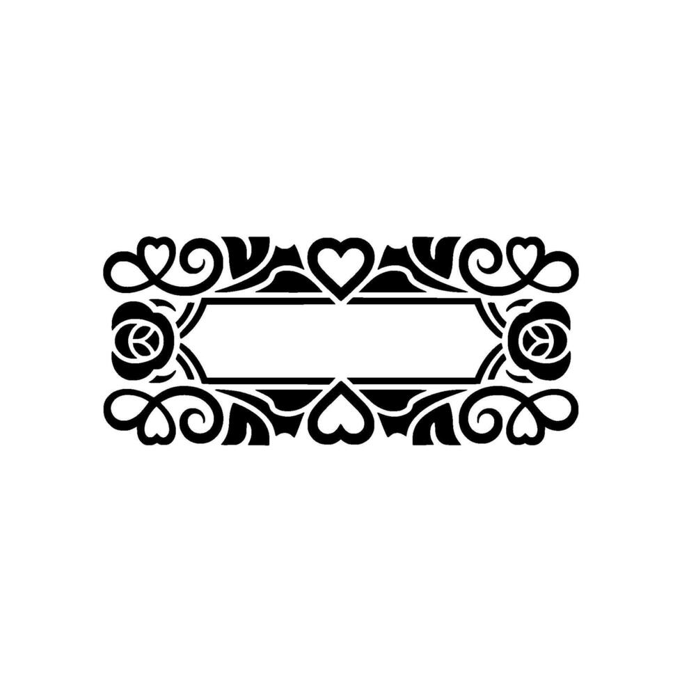 Elegant Black Floral Frame, Decorative Border, Vintage - Hearts vector