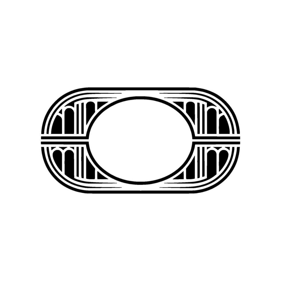 Geometric O Emblem, Art Deco Style, Minimalist vector