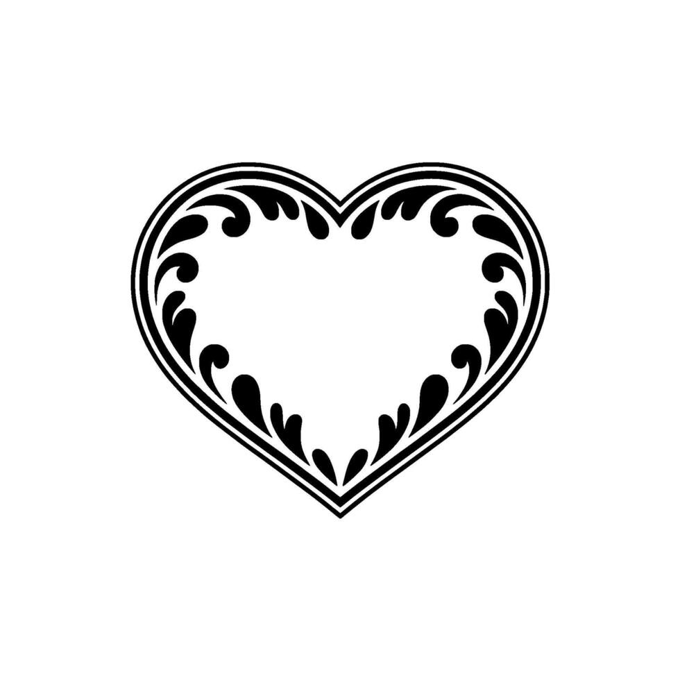 Elegant Black Heart Frame, Decorative Outline vector