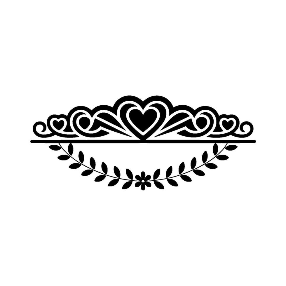 Elegant Heart Leaf Border, Vintage Element - Hearts vector