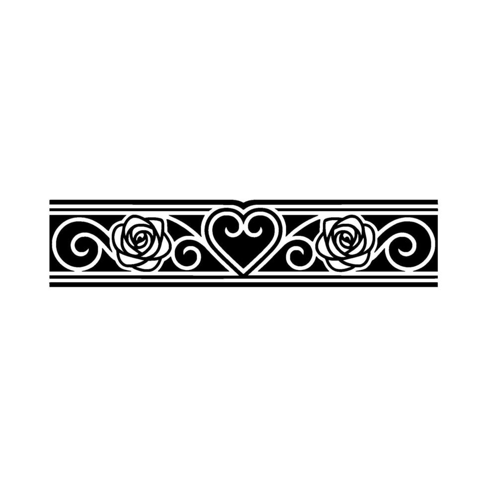 Elegant Black Floral Border, Romantic - Vintage vector