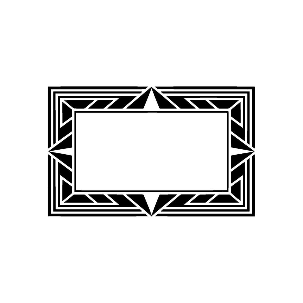 Geometric Deco Frame, Minimalist , Black White - Rectangle vector