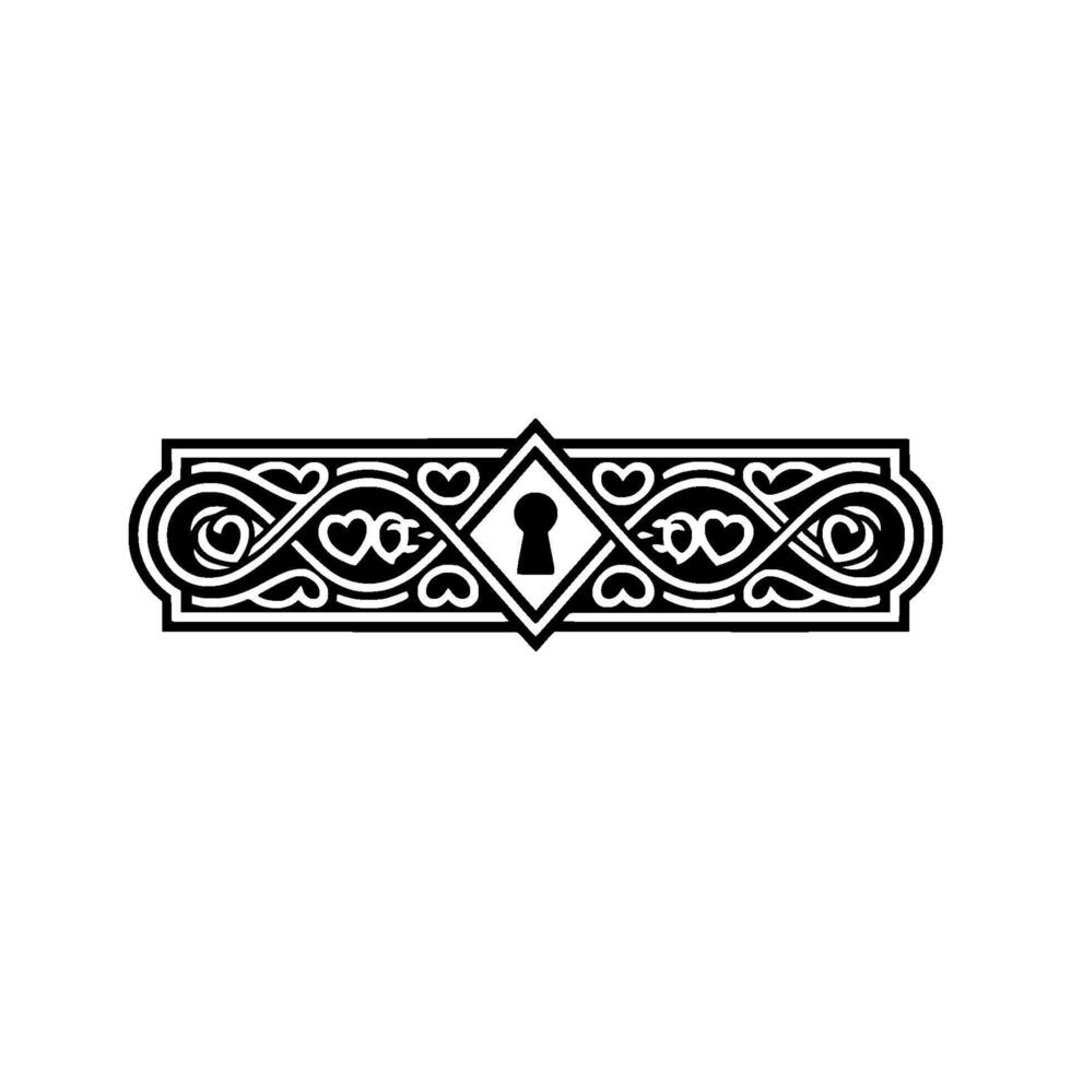 Intricate Lock Heart Border, Vintage Elegance vector
