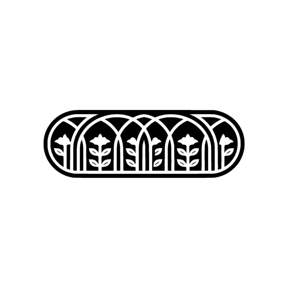 Gothic Arch Botanical Emblem, Vintage vector