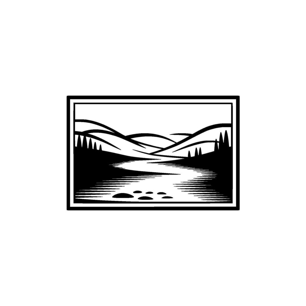 Serene Highland Vista - Minimalist Landscape Illustration vector