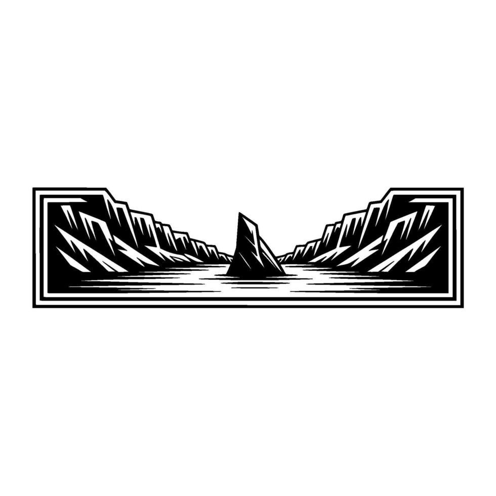 Dramatic Mountain Silhouette, Lakeside Reflection - Landscape vector