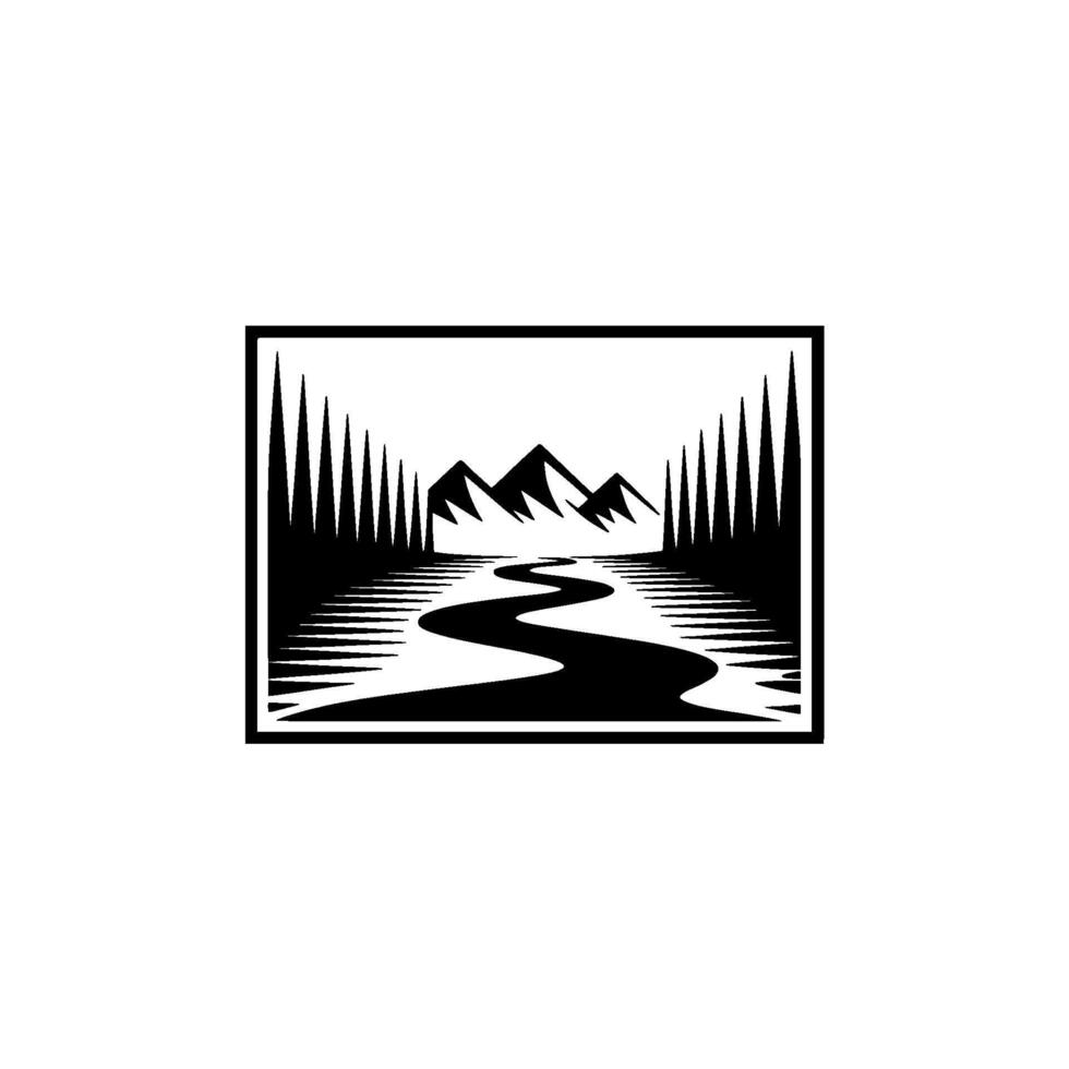 Mountain Vista Emblem - Serene Wilderness Illustration - Landscape vector