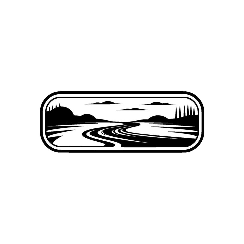 Serene Coastal Landscape Emblem, Vintage Style vector