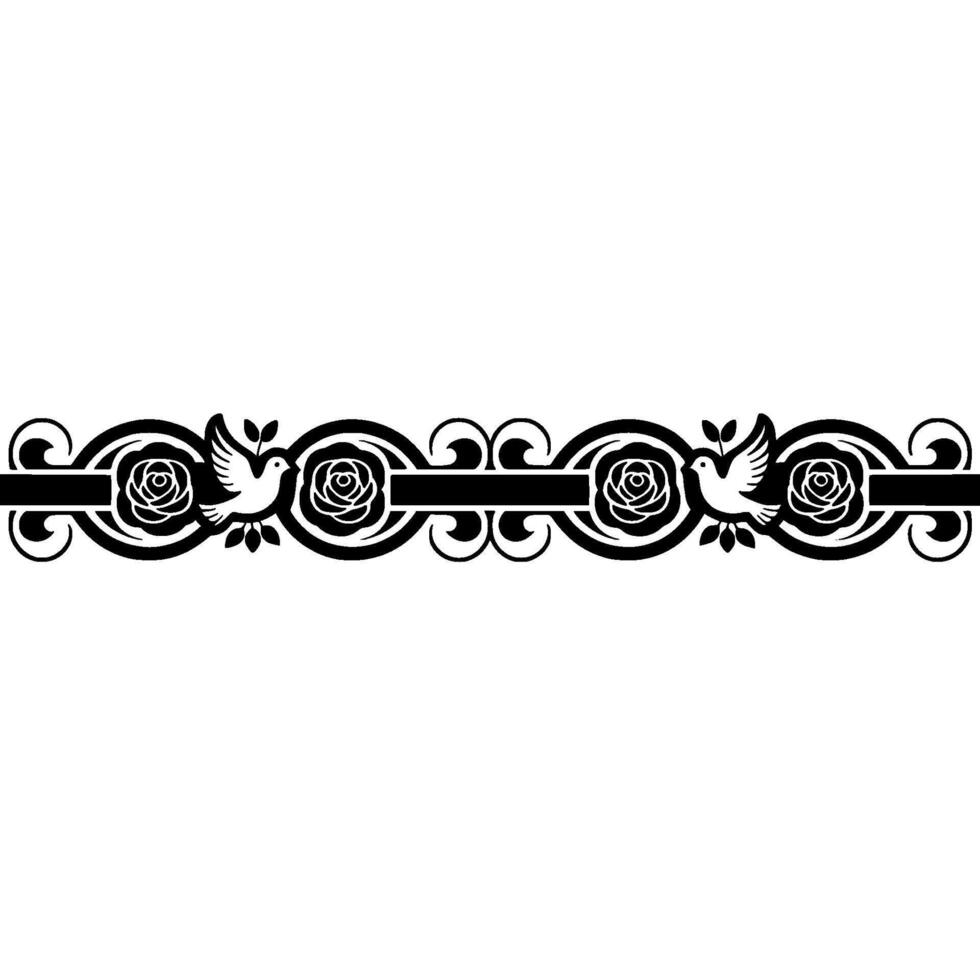 Elegant Floral Border, Vintage , Decorative Element - Dove vector