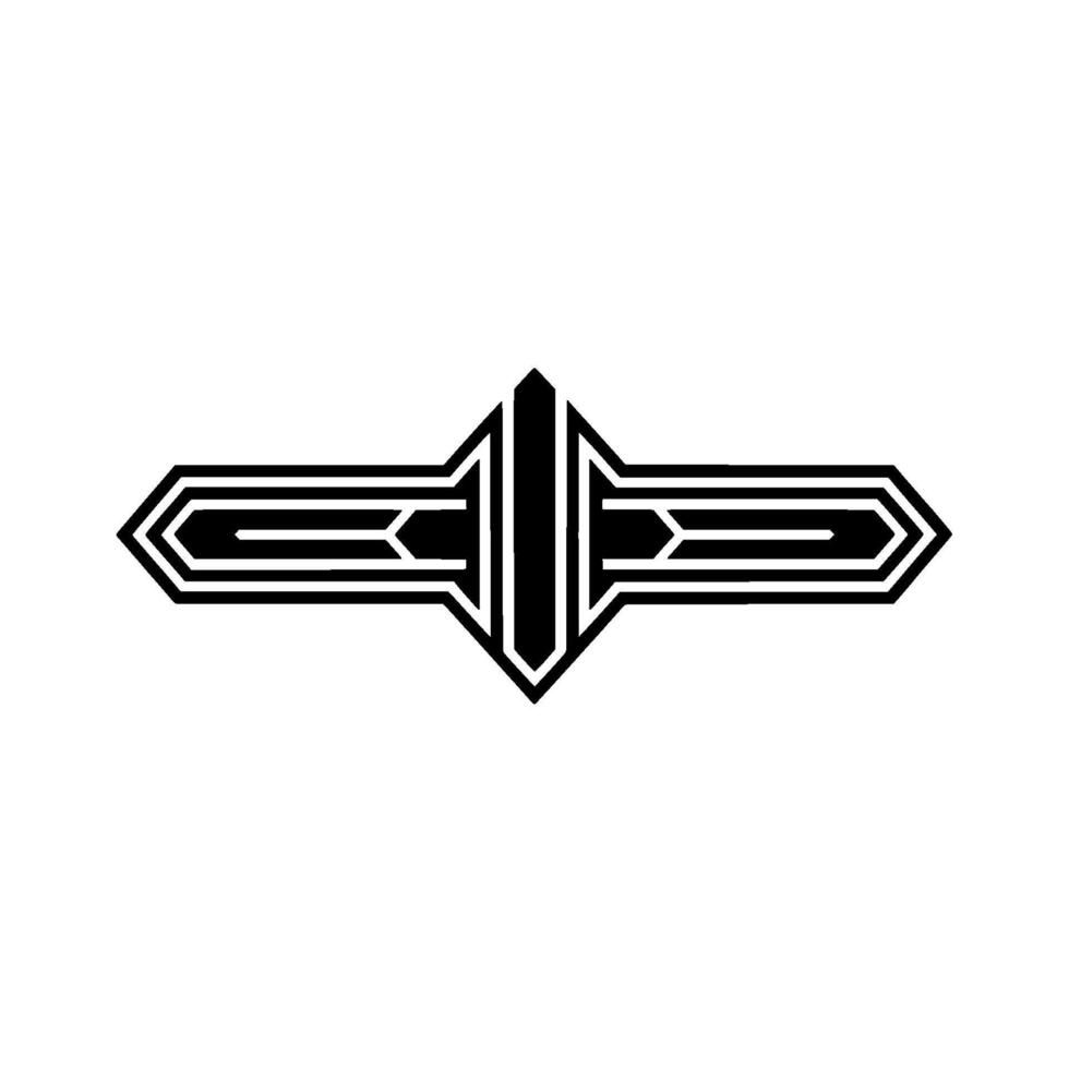 Geometric Arrowhead Emblem, Art Deco Style - Retro vector