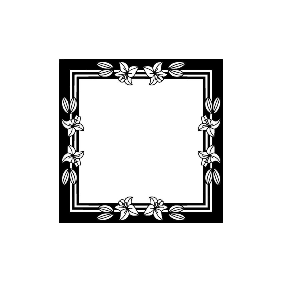 Elegant Lily Frame, Vintage Botanical Border vector