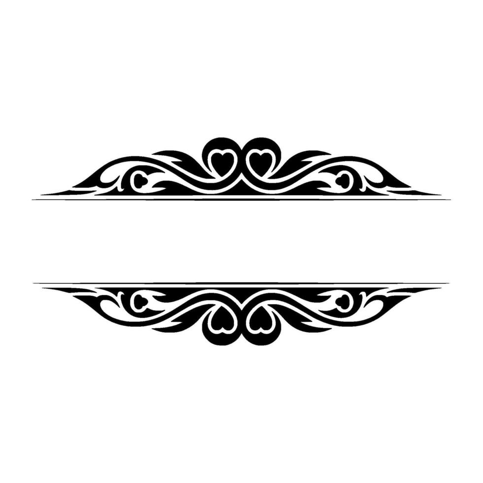 Elegant Black Ornamental Divider with Hearts Vintage Element vector