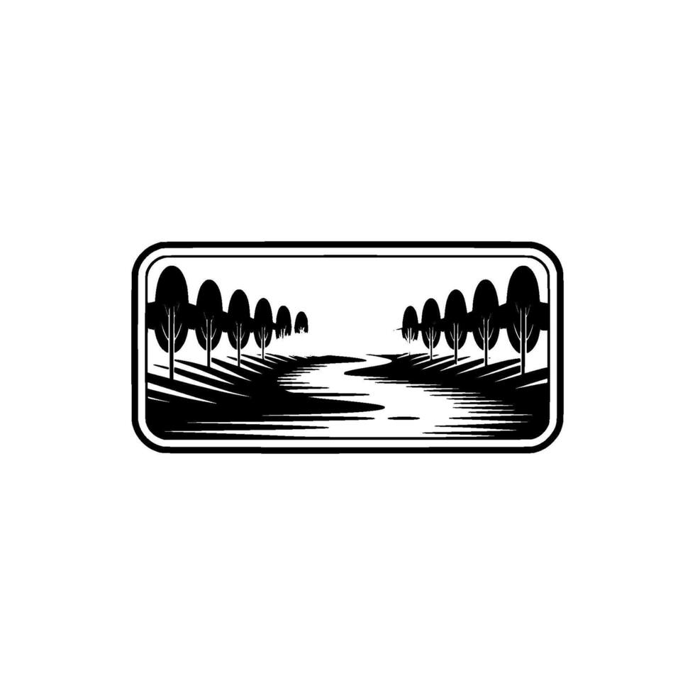 Serene Forest Landscape Emblem, Vintage Style - Silhouette vector