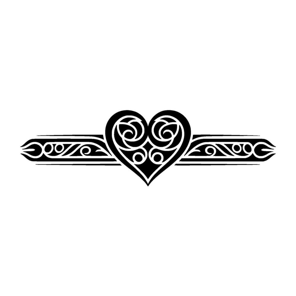 Celtic Heart Ornament, Intricate Tribal - Decorative vector