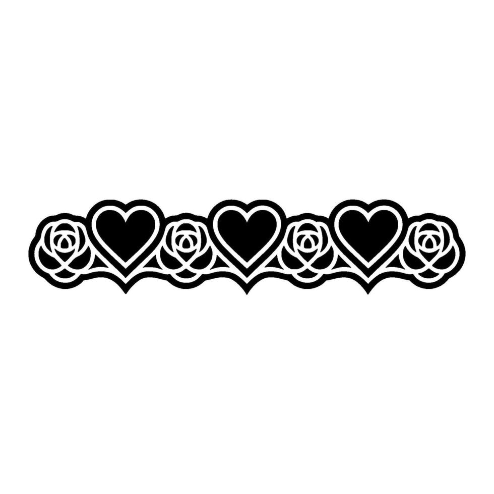 Romantic Floral Border Hearts Roses vector