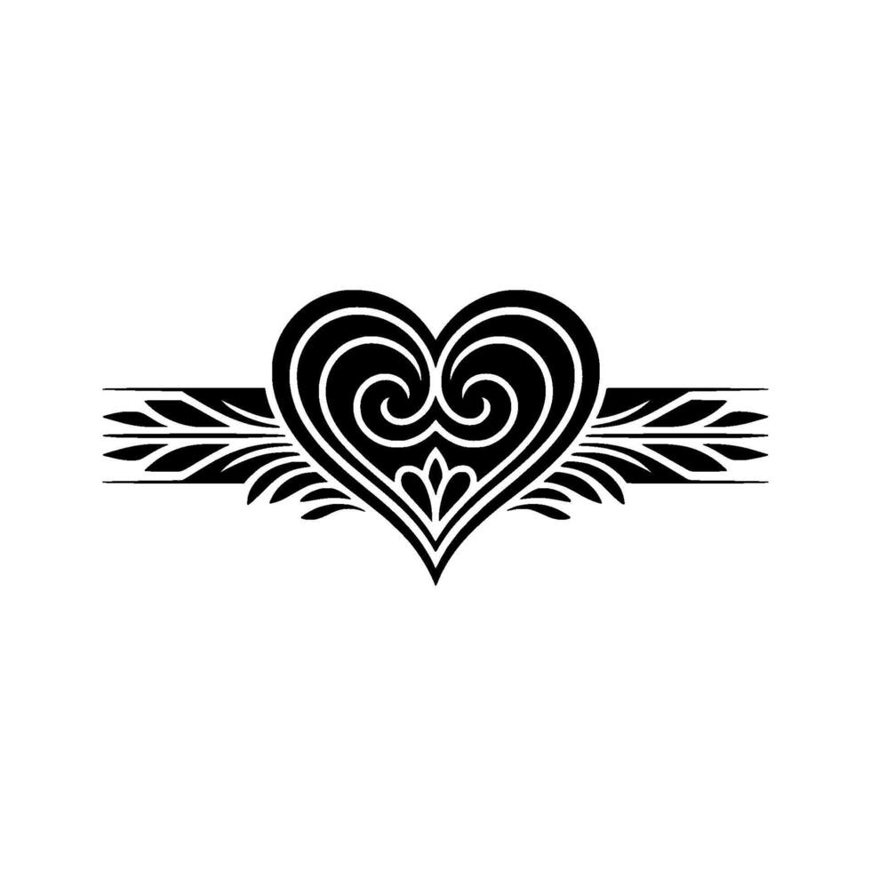 Intricate Black Heart Ornament, Decorative Element - Floral vector