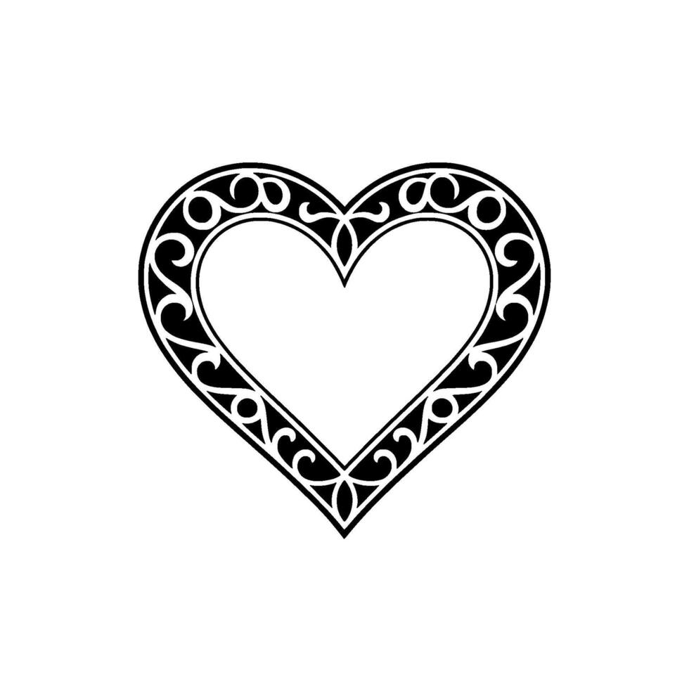 Intricate Heart Ornament, Elegant Black White - Celtic vector
