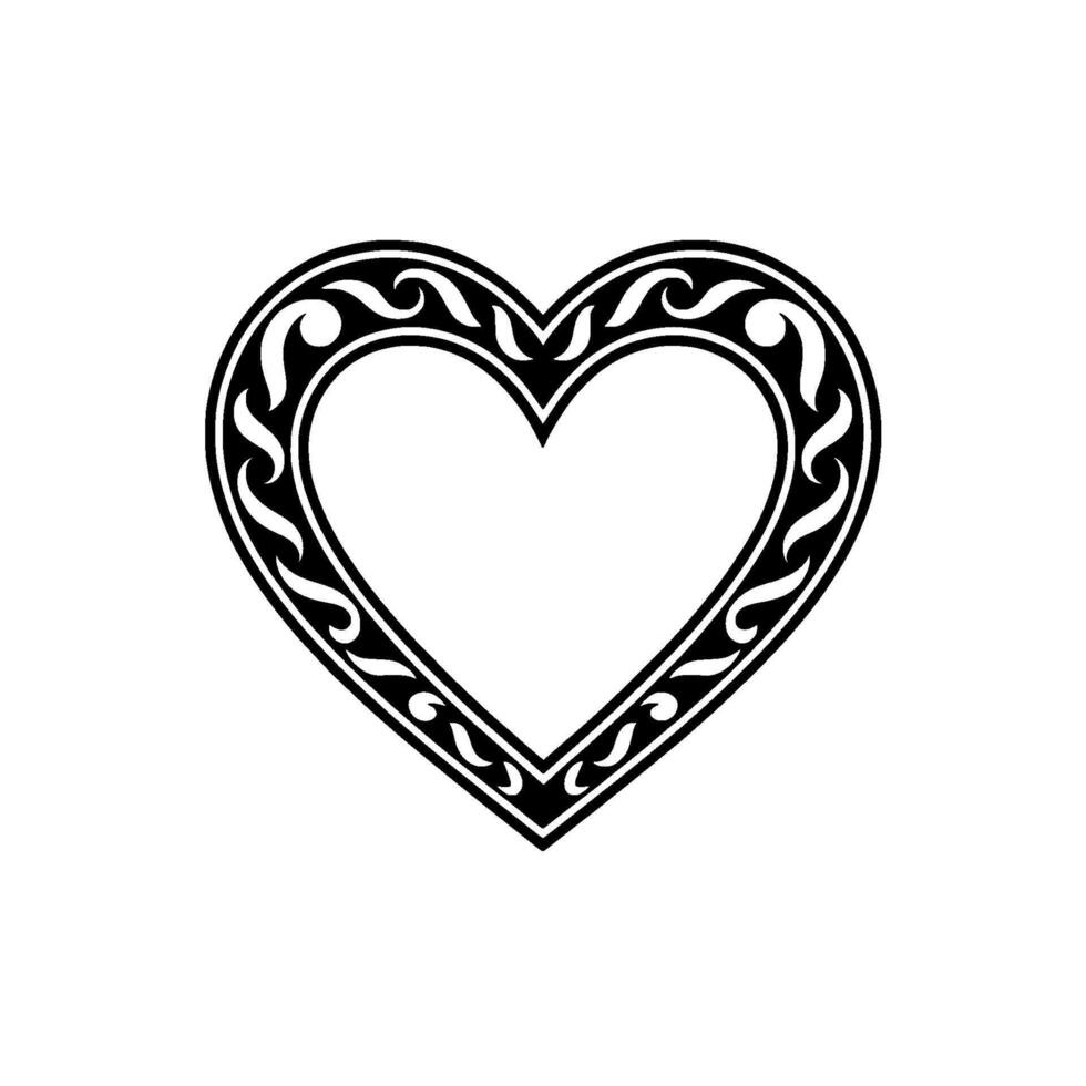 Intricate Heart Ornament, Vintage Style, Decorative Border - Tribal vector