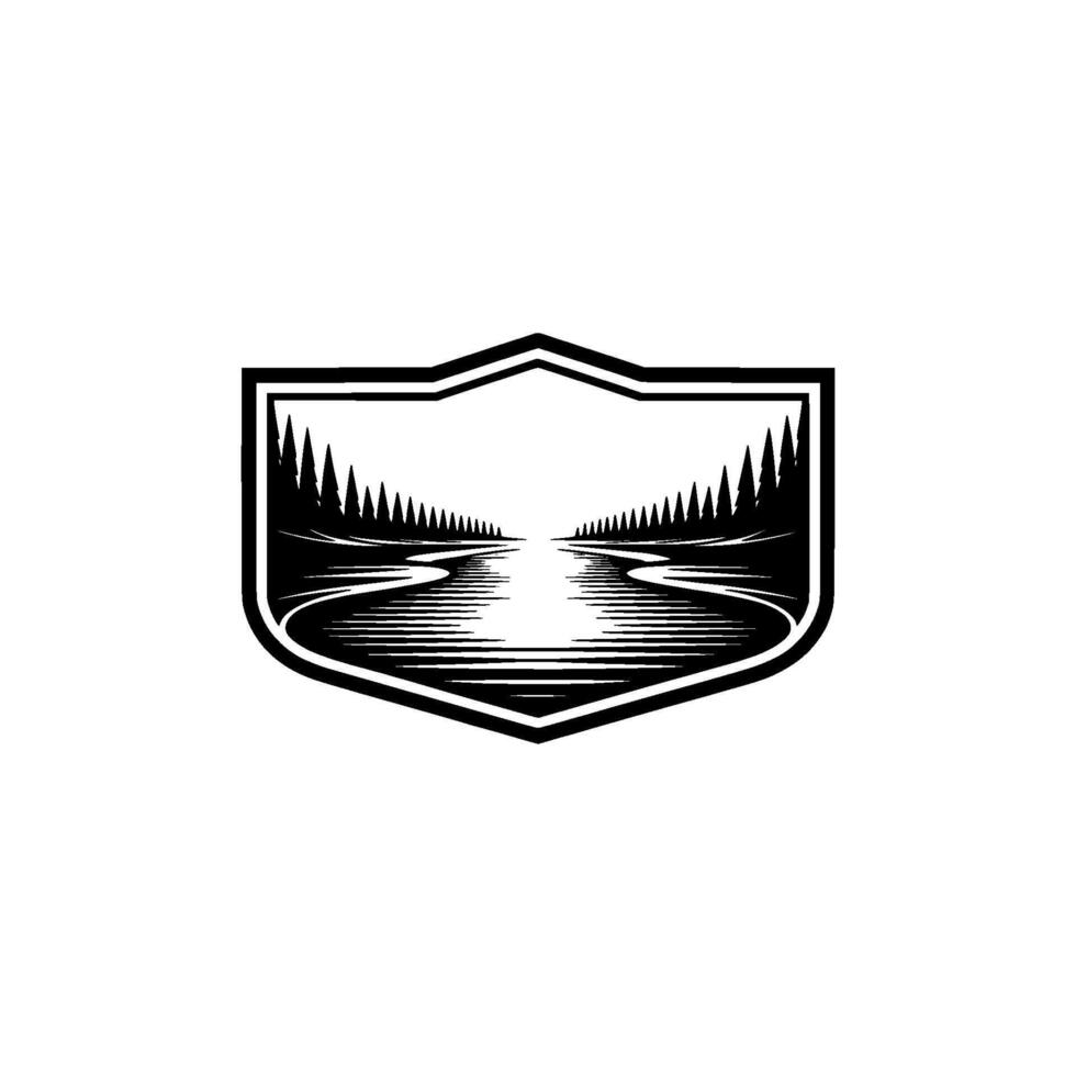 Mountain Vista Emblem - Serene Wilderness Symbol vector
