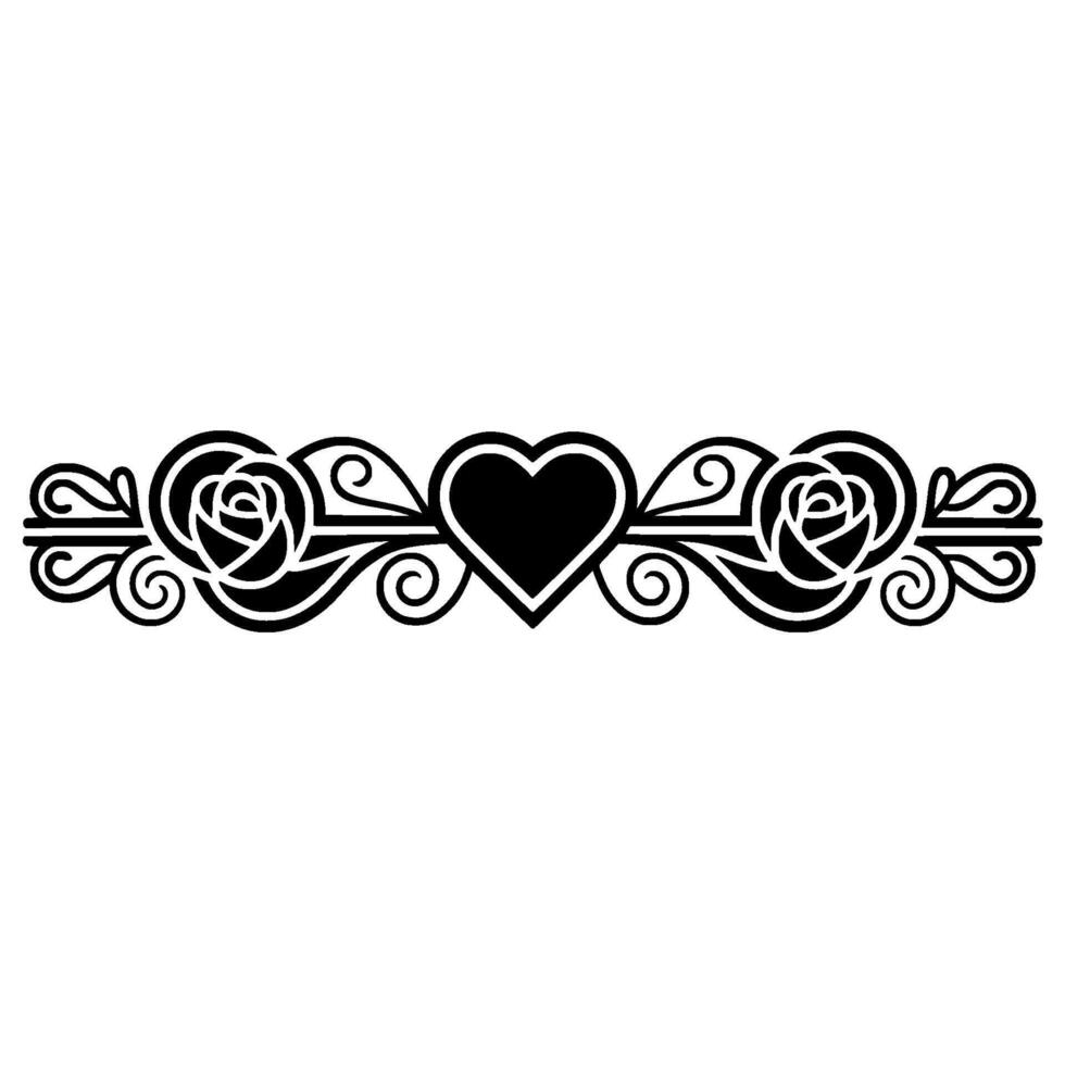 Elegant Floral Heart Border, Vintage - Illustration vector