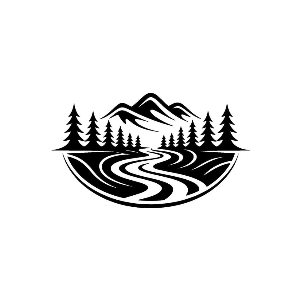 Mountain Vista Trail - Minimalist Landscape Emblem vector