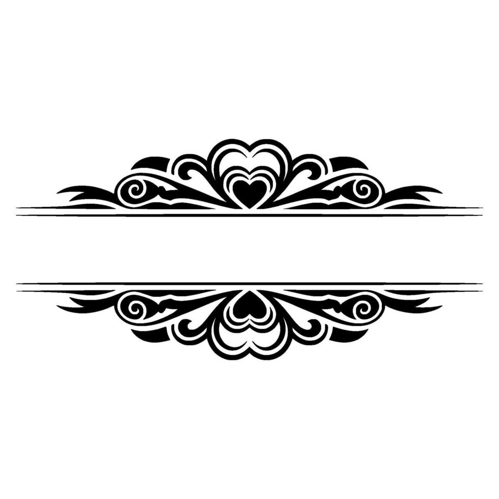 Elegant Black Floral Divider, Vintage Element - Ornament, Heart vector