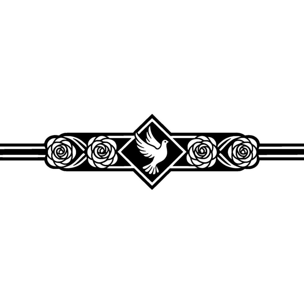 Elegant Dove Rose Border, Vintage Style Emblem vector