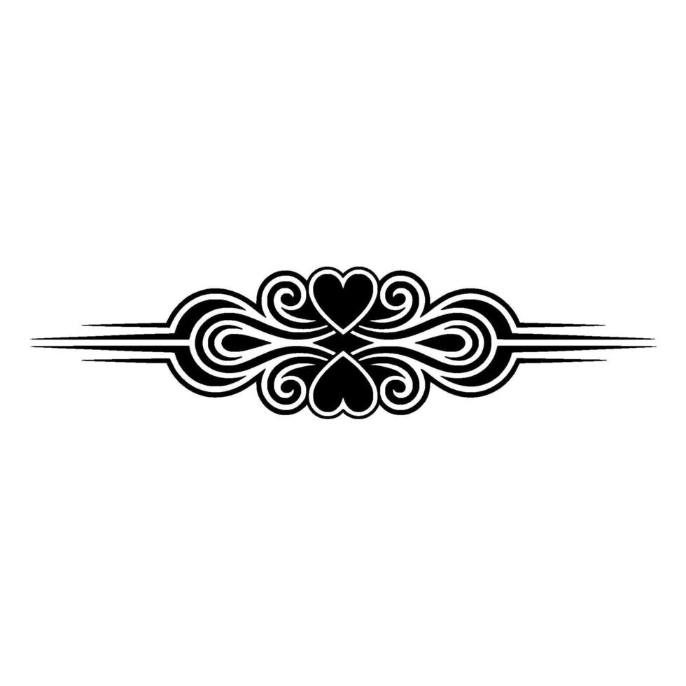 Elegant Black Swirl Border, Heart Motif, Decorative Element vector