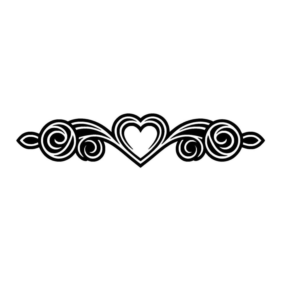 Elegant Heart Border, Vintage Decorative Element - Swirls, Romance vector