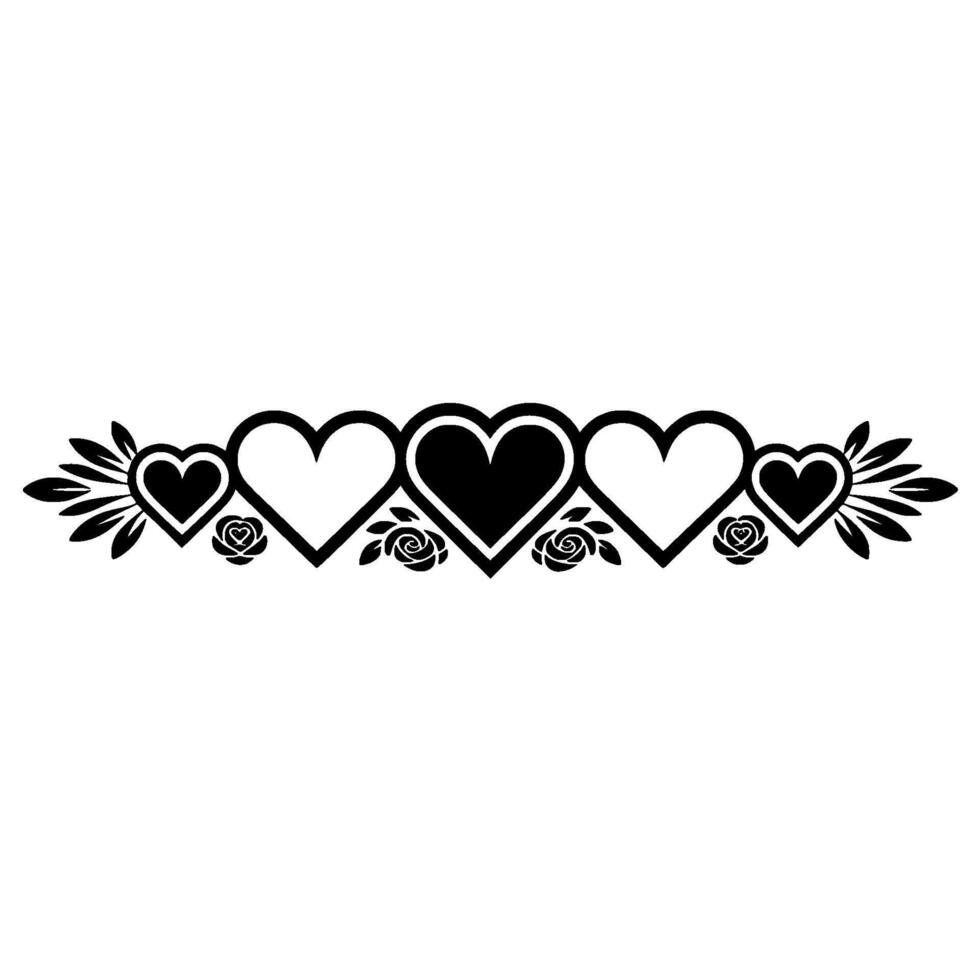 Romantic Floral Heart Border Vintage Illustration vector