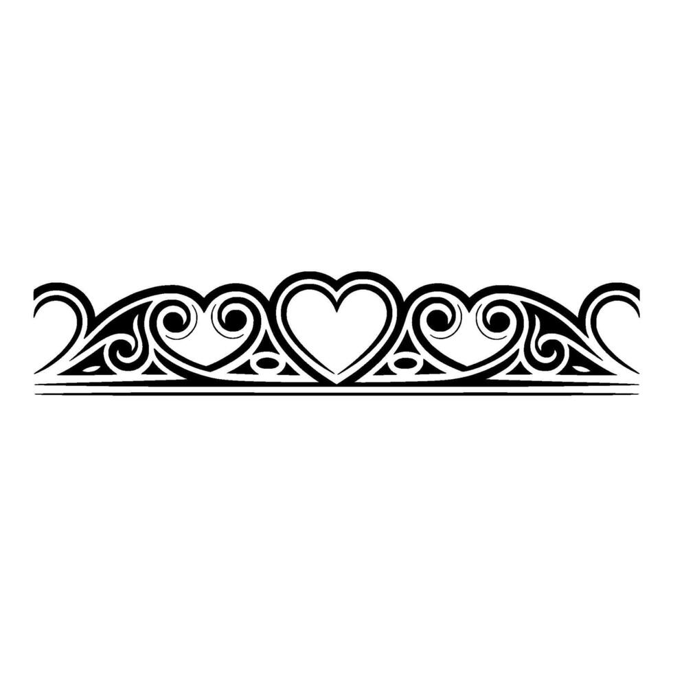Elegant Black Ornamental Border with Hearts Vintage Element - Swirls vector