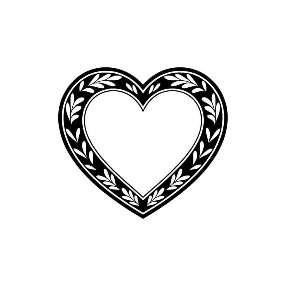 Elegant Heart Frame, Botanical Ornamentation, Vintage - Leaves vector